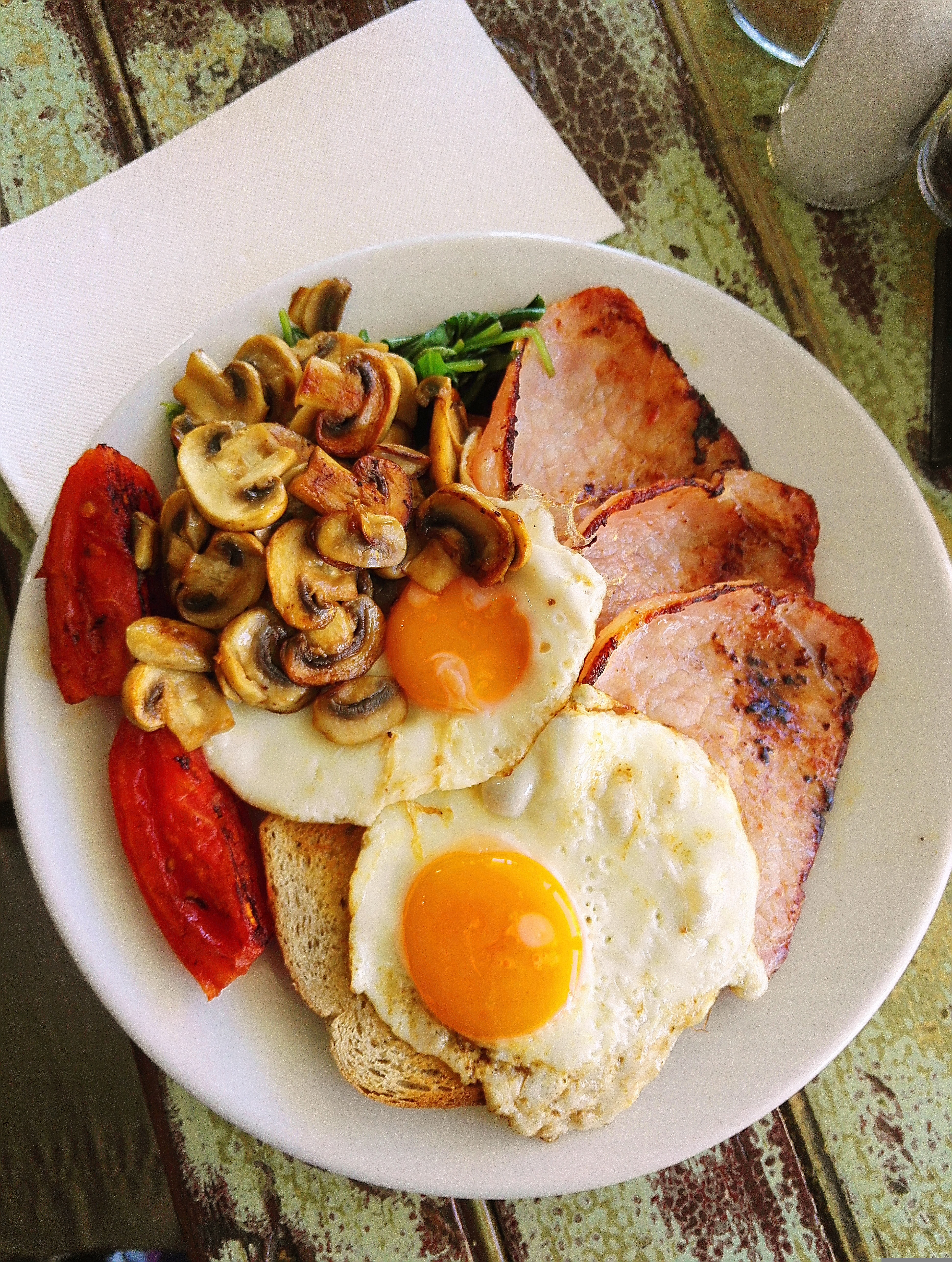 Country breakfast with eggs and breakfast sides